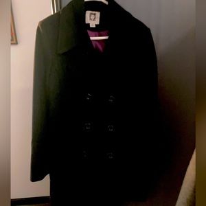 Anne Klein Classic Double Breasted Wool Pea Coat Black Size Medium